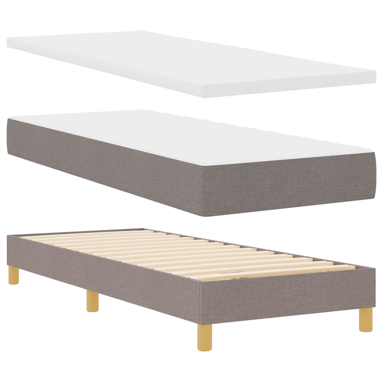 Box Spring Bed With Mattress Taupe 80X200 Cm Fabric