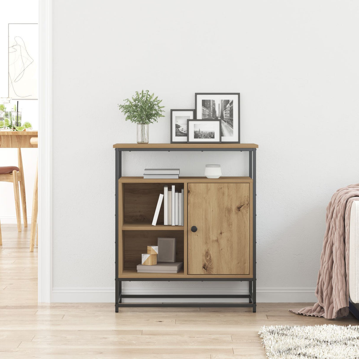 Sideboard Artisan Oak 69X35X80 Cm Engineered Wood And Steel