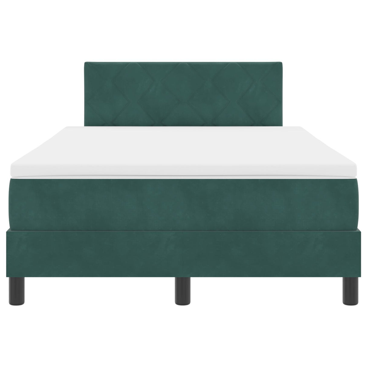 Box Spring Bed With Mattress & Led Dark Green 120X200 Cm Velvet