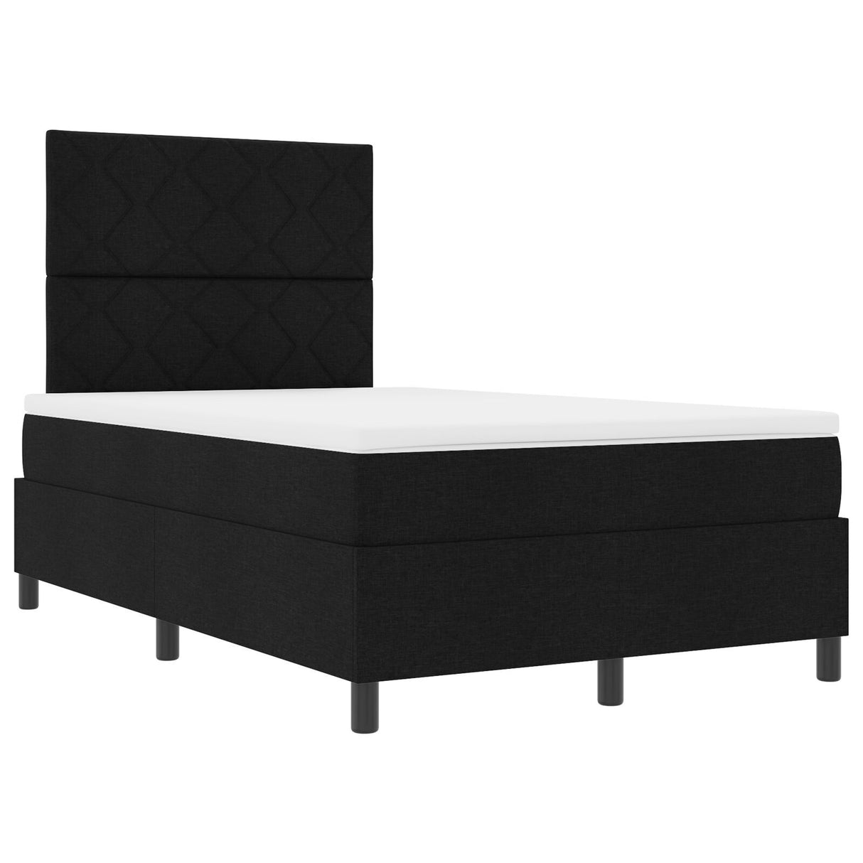 Box Spring Bed With Mattress & Led Black 120X190 Cm Fabric