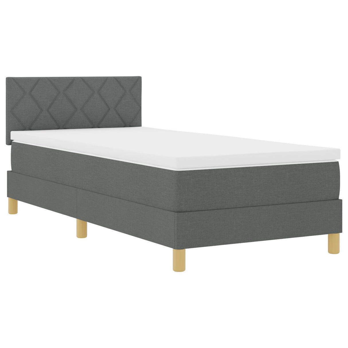 Box Spring Bed With Mattress & Led Dark Grey 90X200 Cm Fabric