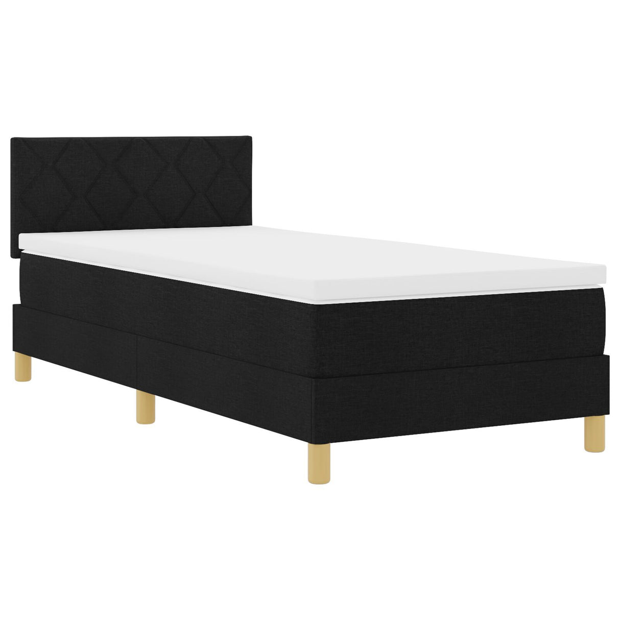 Box Spring Bed With Mattress & Led Black 100X200 Cm Fabric