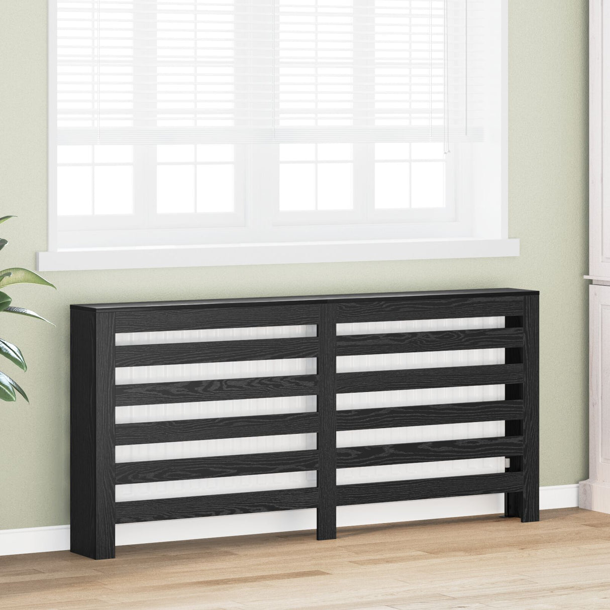 Radiator Cover Black Oak 175X20X82 Cm Engineered Wood