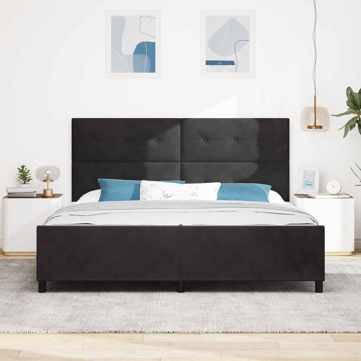 Bed Frame Black 200X200 Cm Velvet
