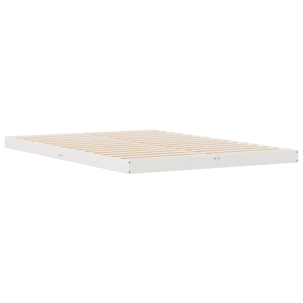 Floor Bed Frame White 140X210 Cm Solid Wood Pine