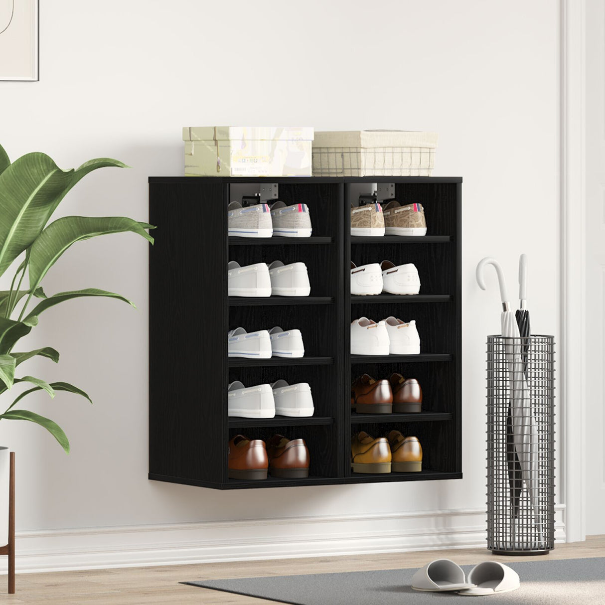 Shoe Cabinet 2 Pack - Black Oak - 32X35X70 Cm - Made Of Engineered Wood