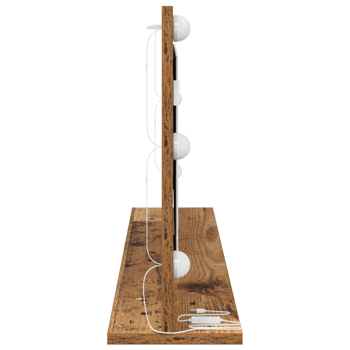 Vanity Mirror With Led Lights Old Wood 100X45X18 Cm