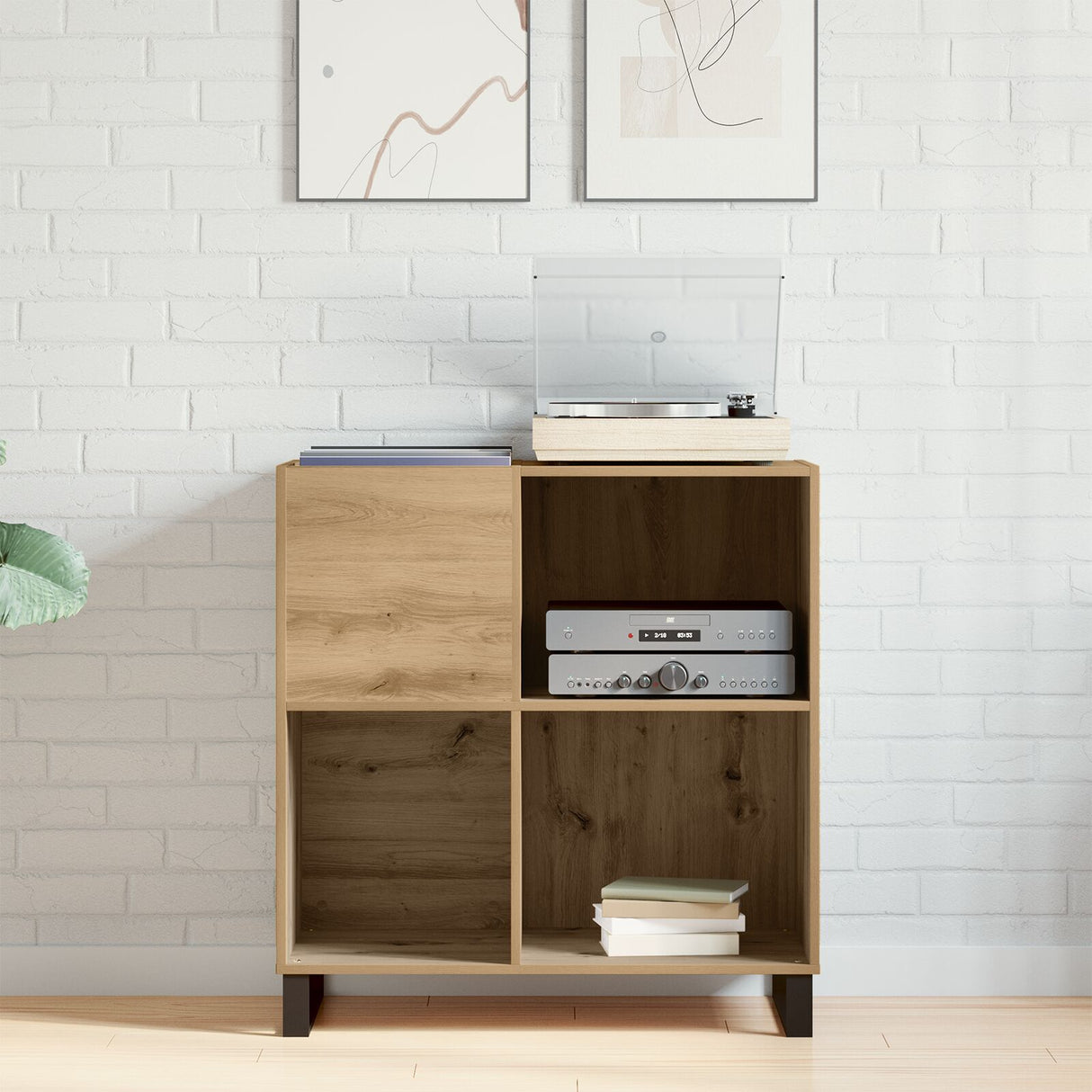 Record Cabinet Old Wood 84.5X38X90 Cm Engineered Wood