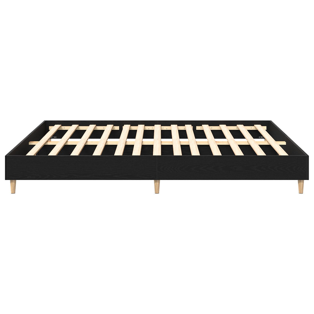 Bed Frame Black Oak 200X200 Cm Engineered Wood