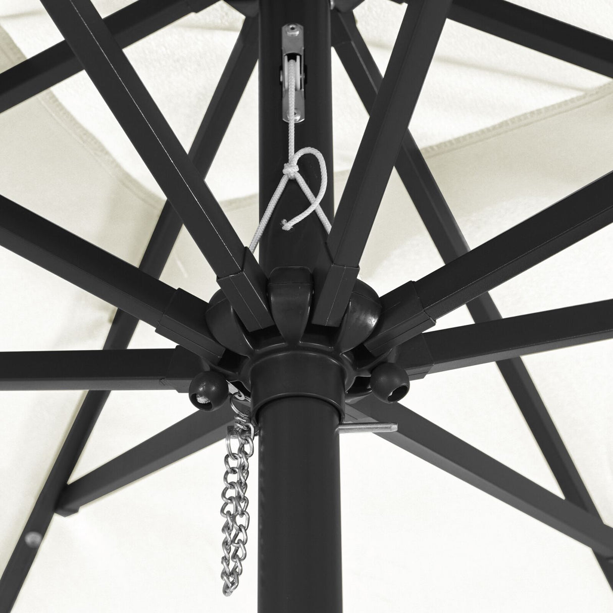 Square Garden Parasol With Led Lights 295X245 Cm White