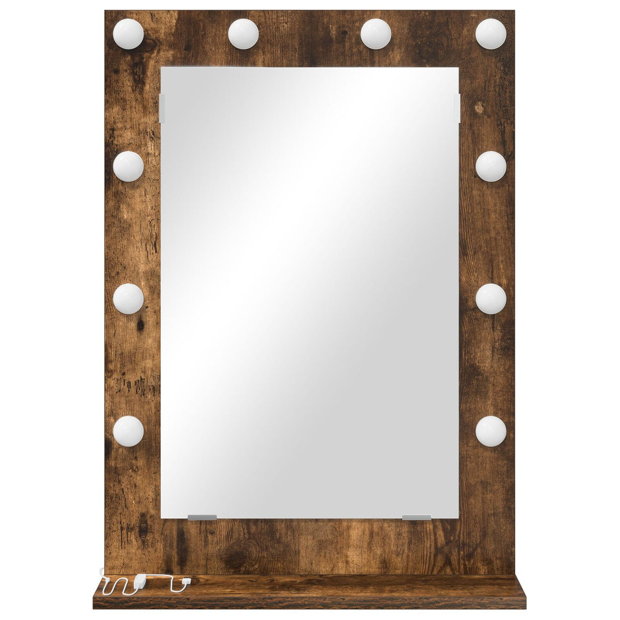 Vanity Mirror Smoked Oak Wood, Glass 70 X 50 X 18 Cm Mirror