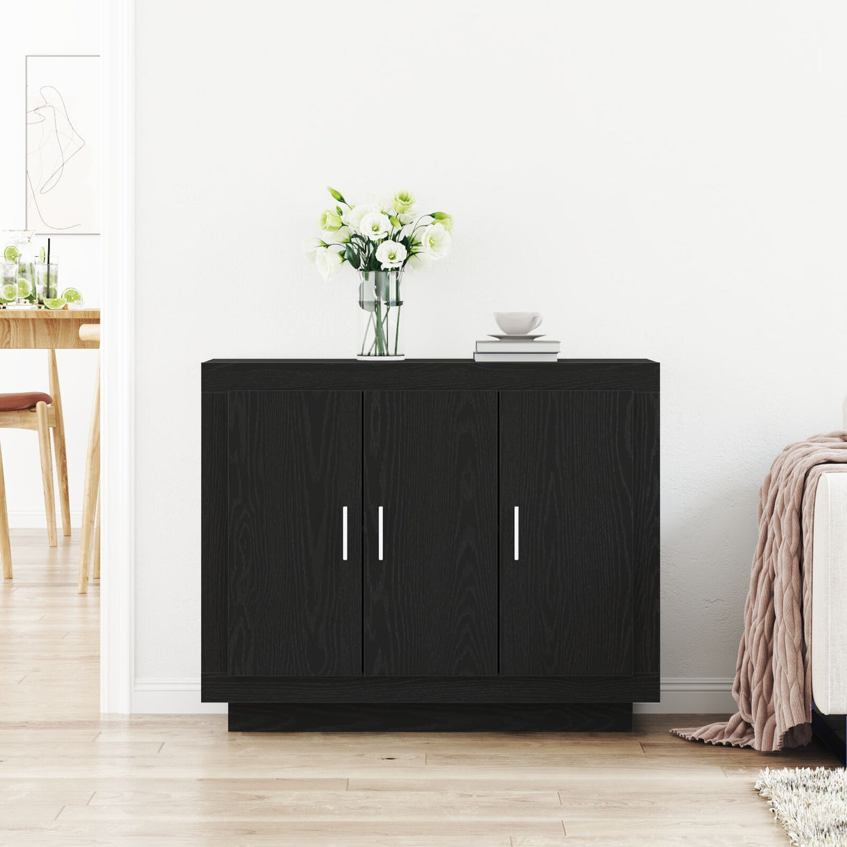 Sideboard Black Oak 92X35X75 Cm Engineered Wood