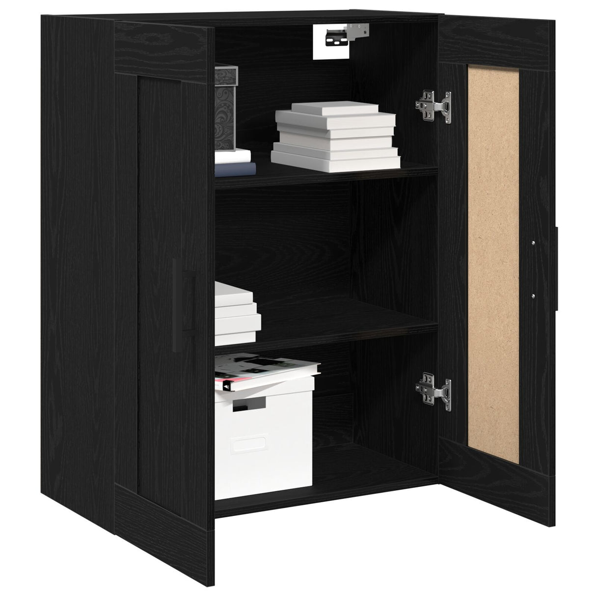 Wall Mounted Cabinet Black Oak 69,5X34X90 Cm Engineered Wood