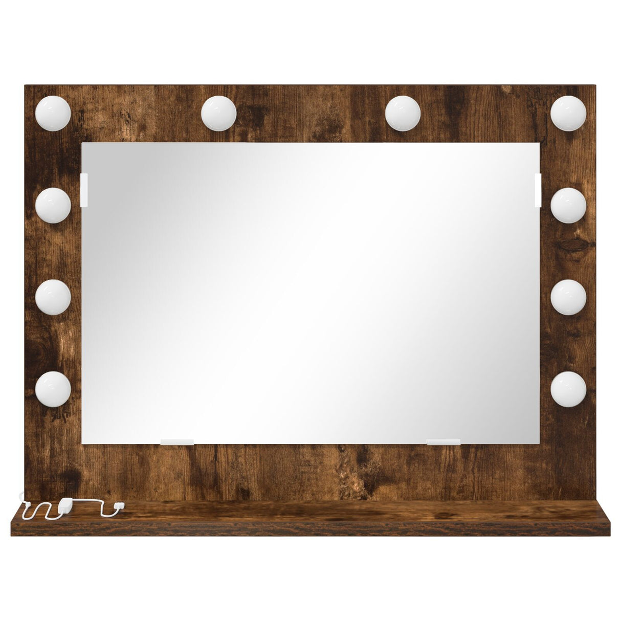 Vanity Mirror Smoked Oak Wood, Glass 60 X 45 X 18 Cm Mirror