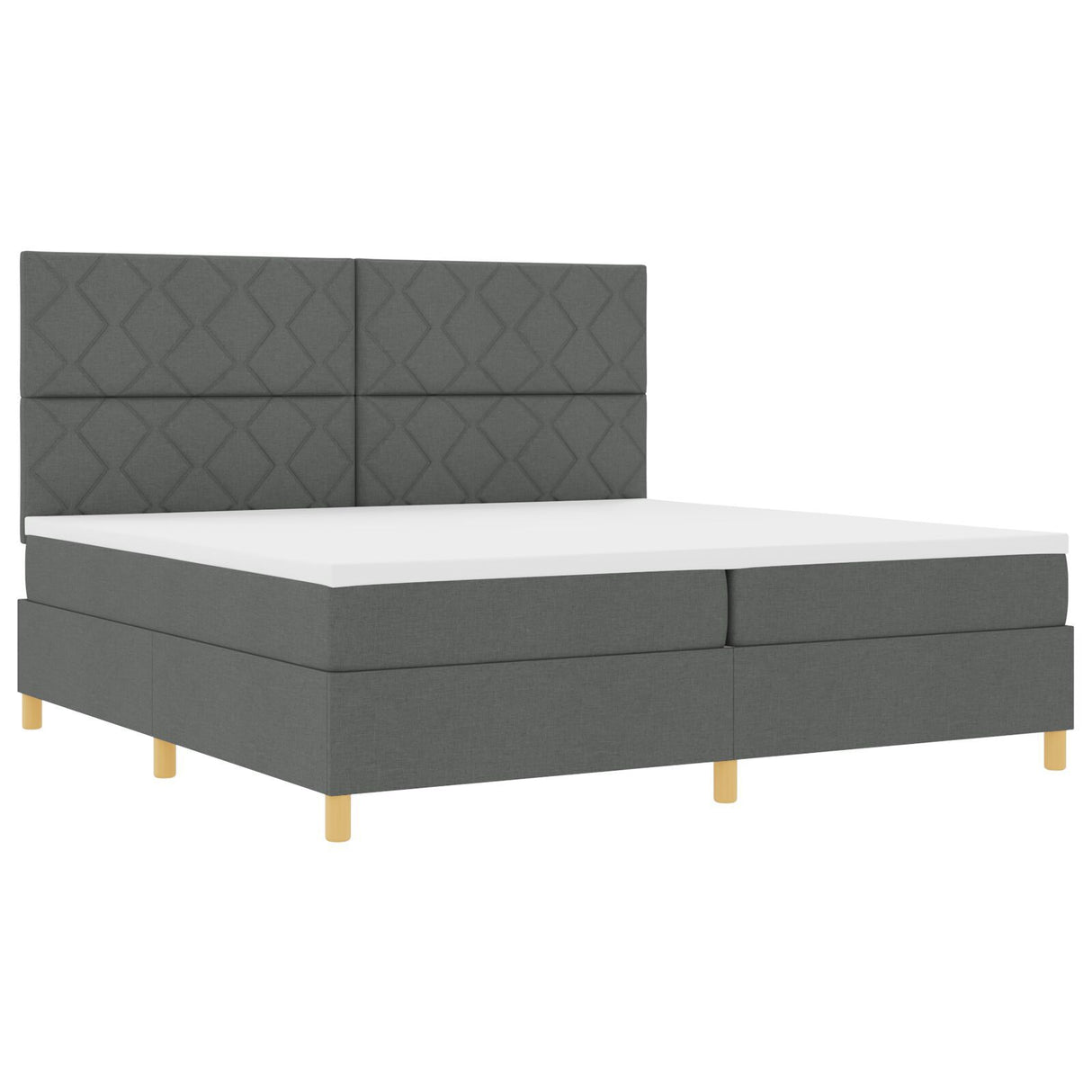 Box Spring Bed With Mattress & Led Dark Grey 200X200 Cm Fabric