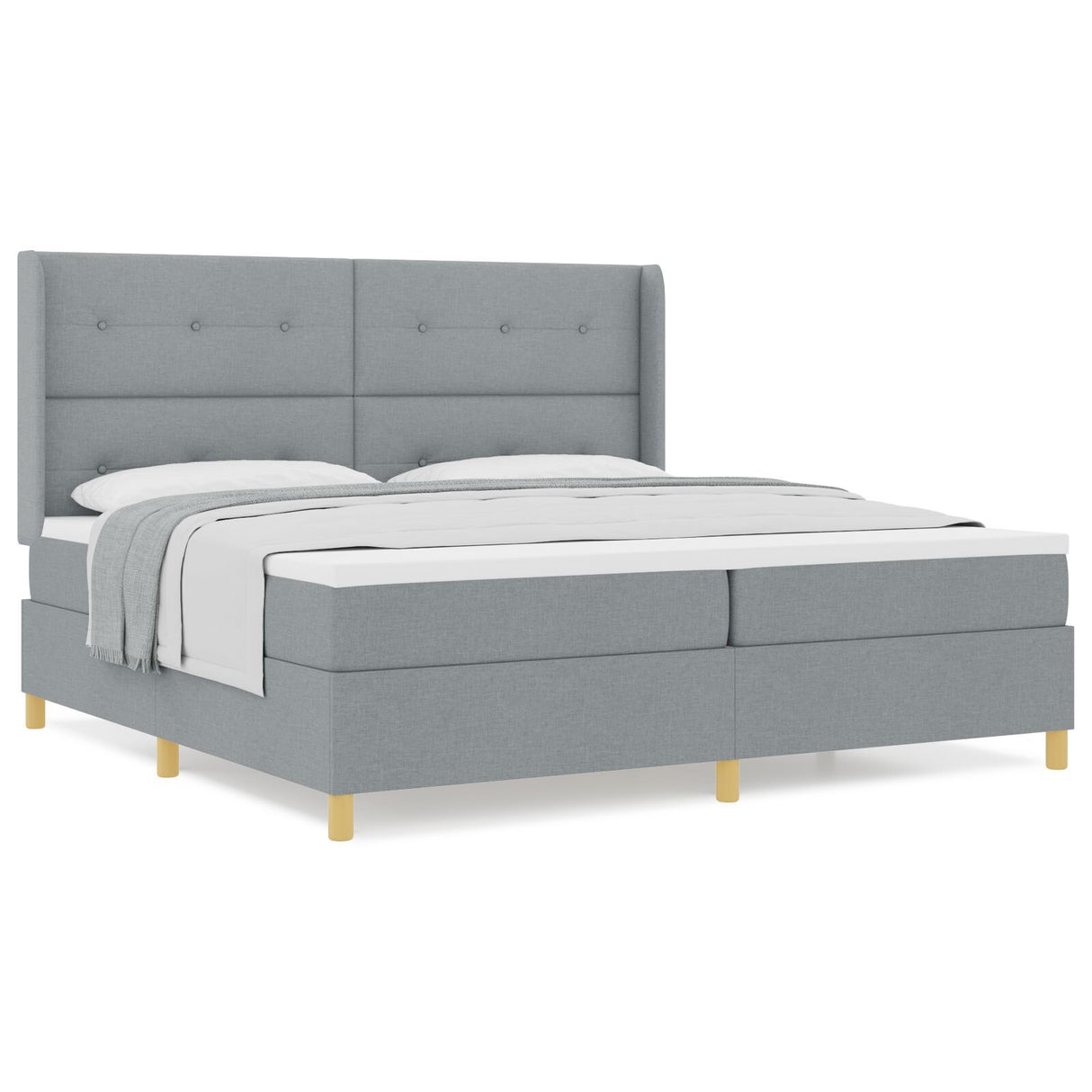 Box Spring Bed With Mattress Light Grey 200X200 Cm Fabric