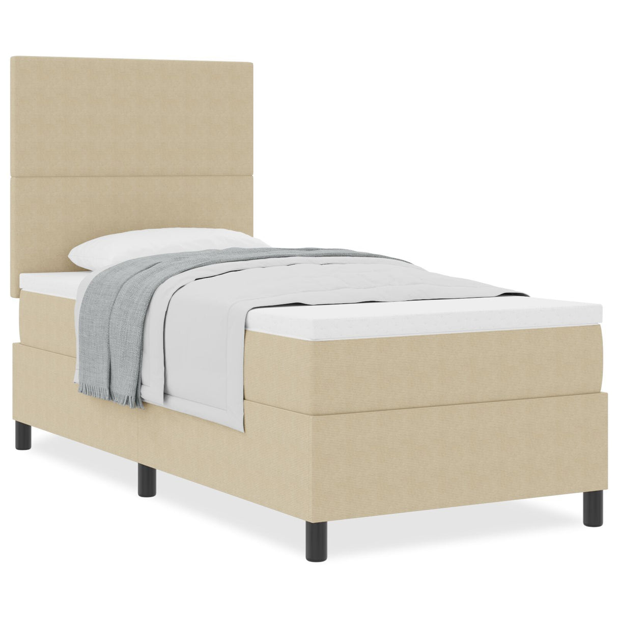 Box Spring Bed With Mattress Light Beige 80X200 Cm Corduroy Fabric