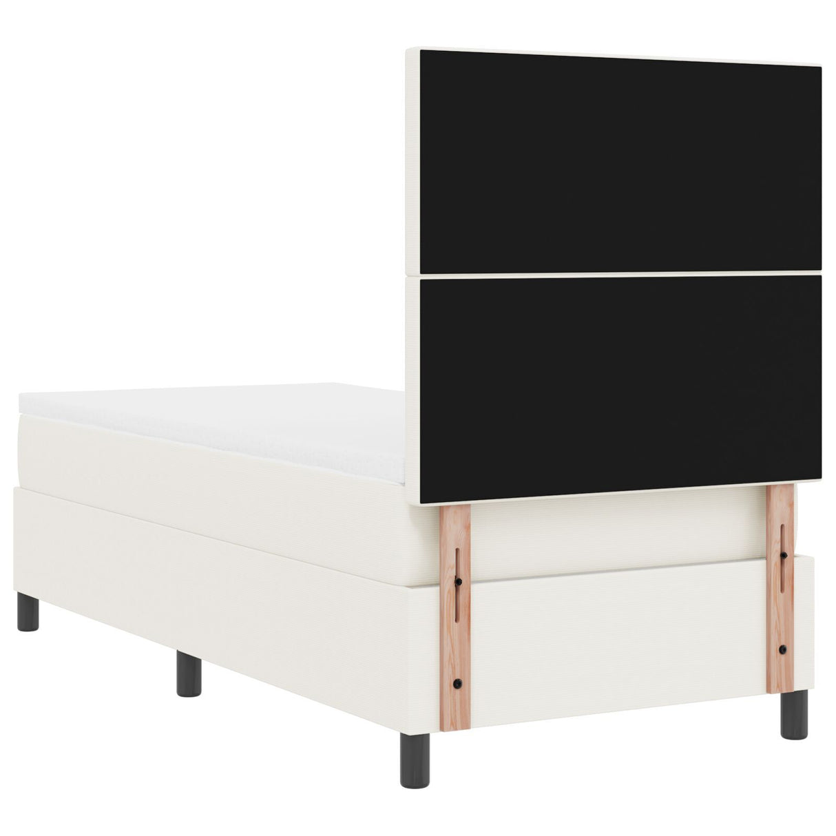 Box Spring Bed With Mattress Cream 80X200 Cm Corduroy Fabric