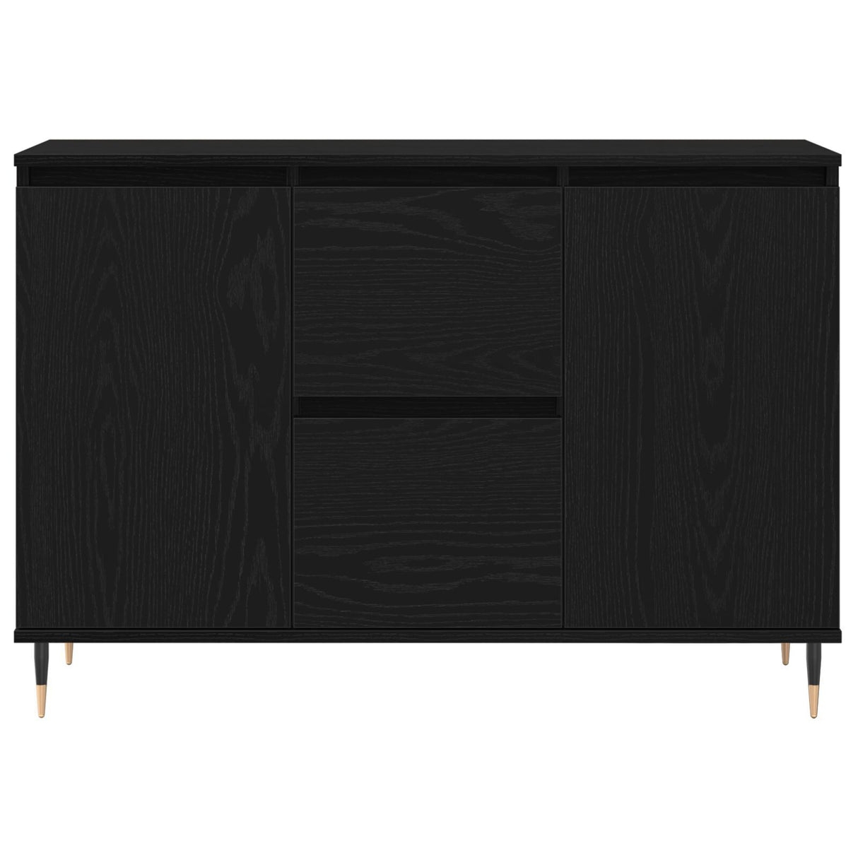 Sideboard With Doors & Drawers Black Oak 101,5X35X70 Cm