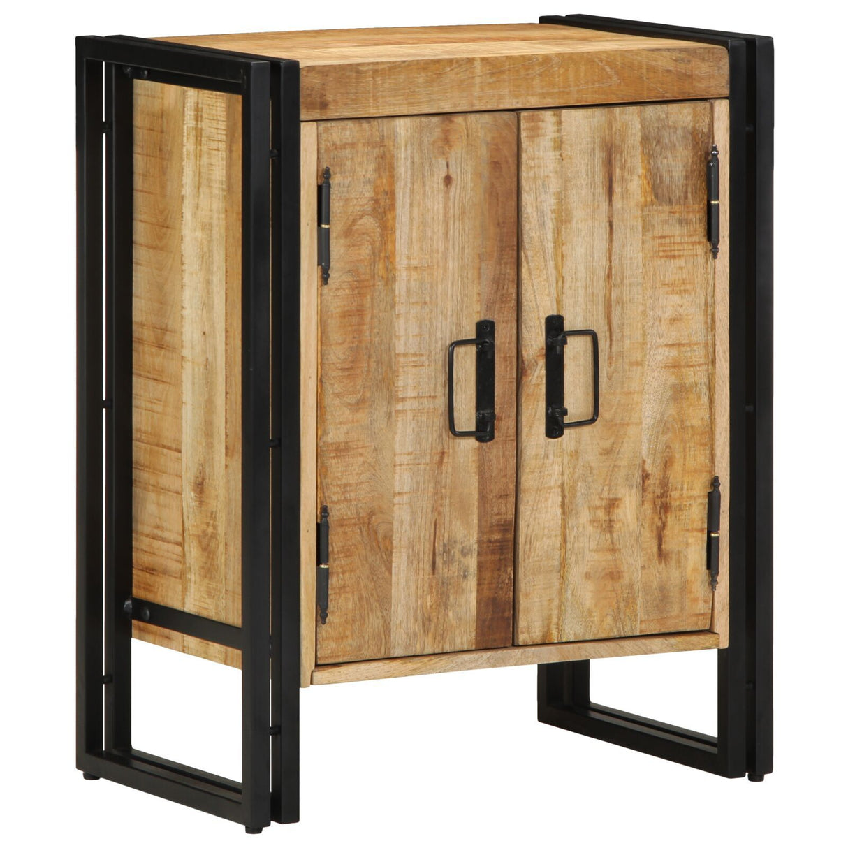 Shoe Cabinet Black 30X30X40 Cm Solid Mango Wood And Steel