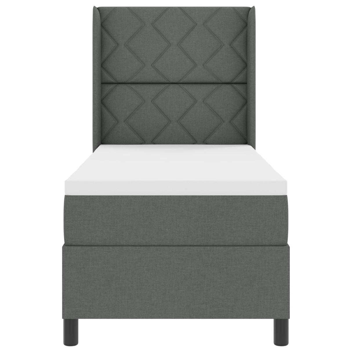 Box Spring Bed With Mattress & Led Dark Grey 90X190 Cm Fabric