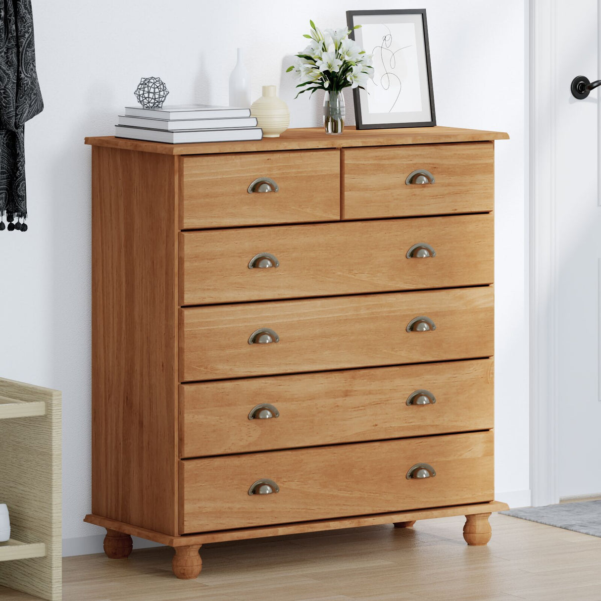 Chest Of Drawers 'Askim'91X40X95.5 Cm Solid Wood Pine