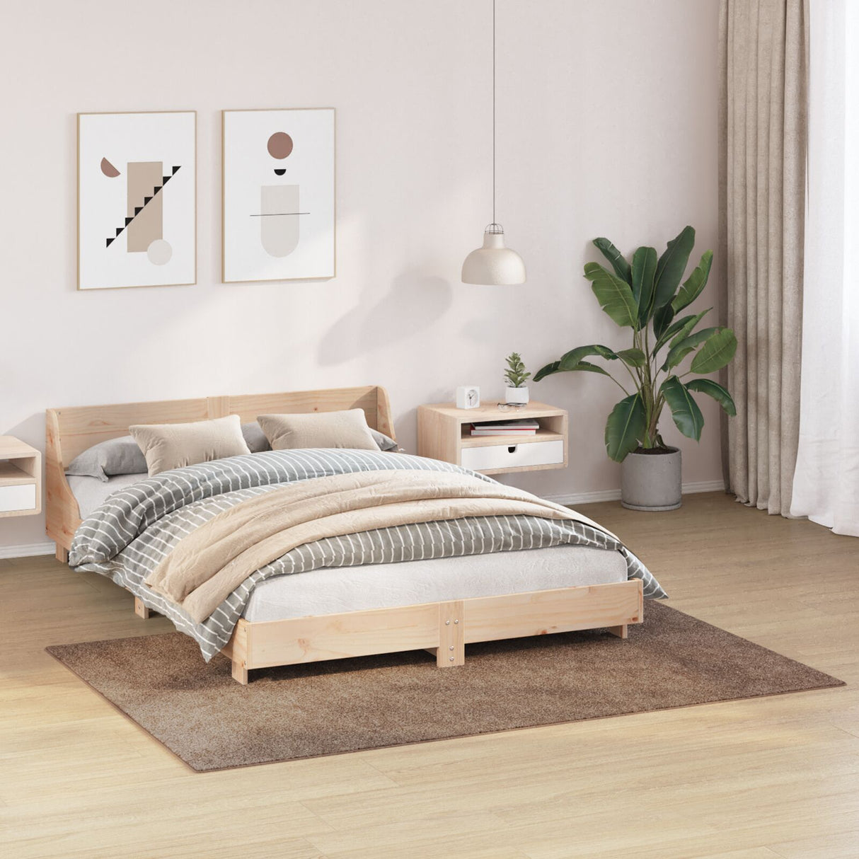 Shaggy Rug With Latex Backing Brown 140X200 Cm