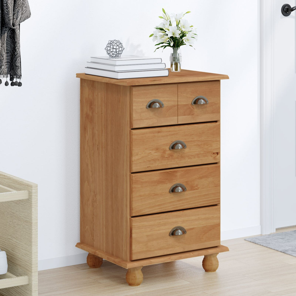 Chest Of Drawers 'Askim'honey 45.8X40X79 Cm Solid Wood Pine