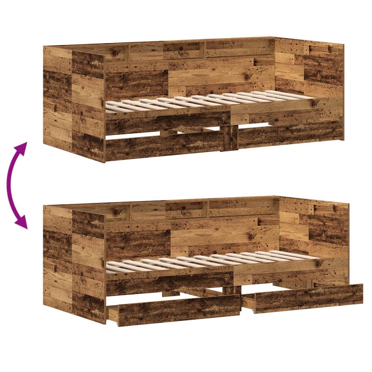 Daybed With Drawers Old Wood Engineered Wood 90 X 200 Cm Durable