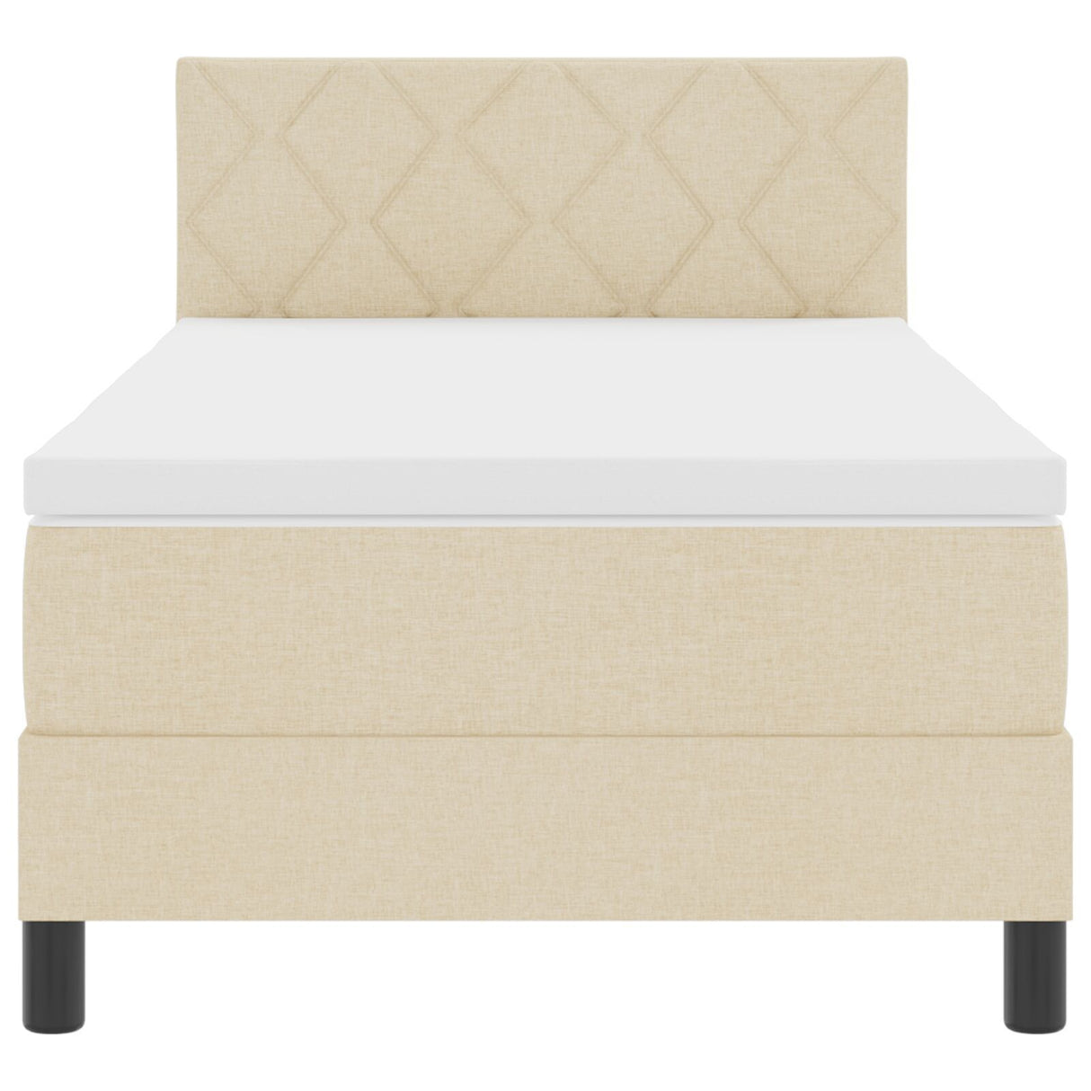 Box Spring Bed With Mattress & Led Cream 100X200 Cm Fabric