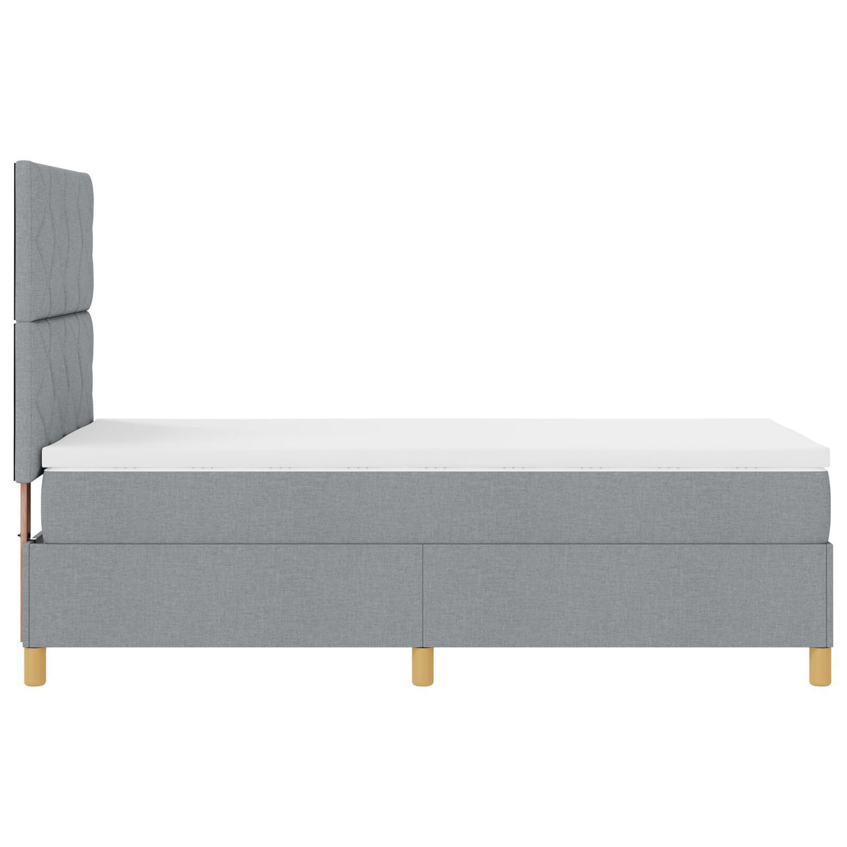 Box Spring Bed With Mattress & Led Light Grey 90X190 Cm Fabric