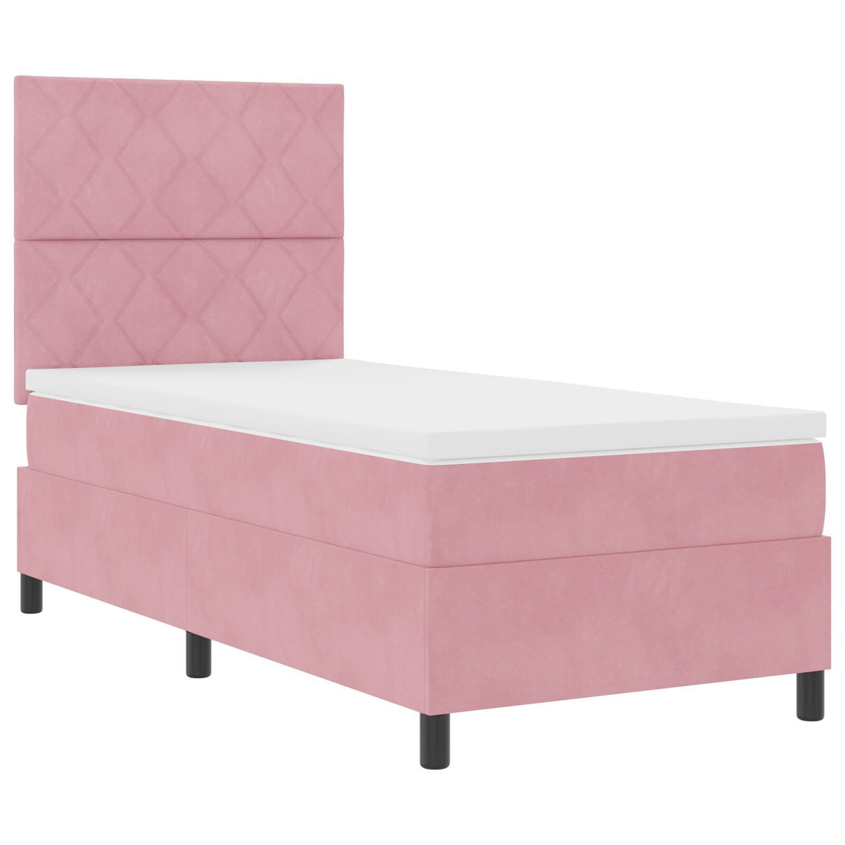 Box Spring Bed With Mattress & Led Pink 90X190 Cm Velvet