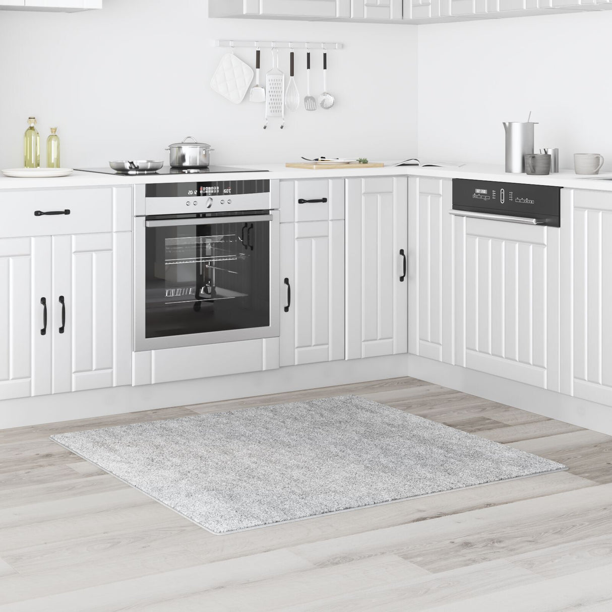 Shaggy Rug With Latex Backing Grey 120X120 Cm