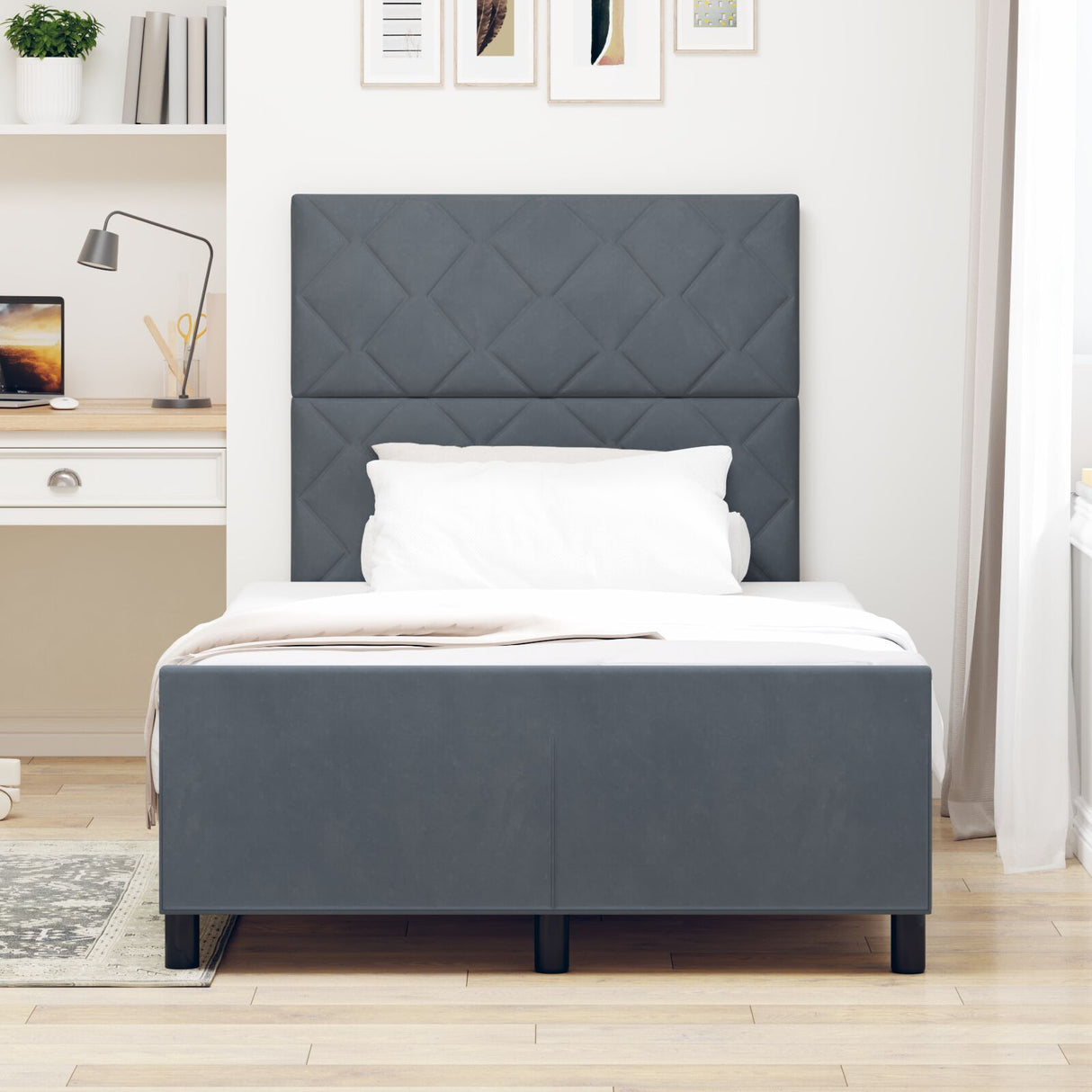 Bed Frame Dark Grey 120X200 Cm Velvet