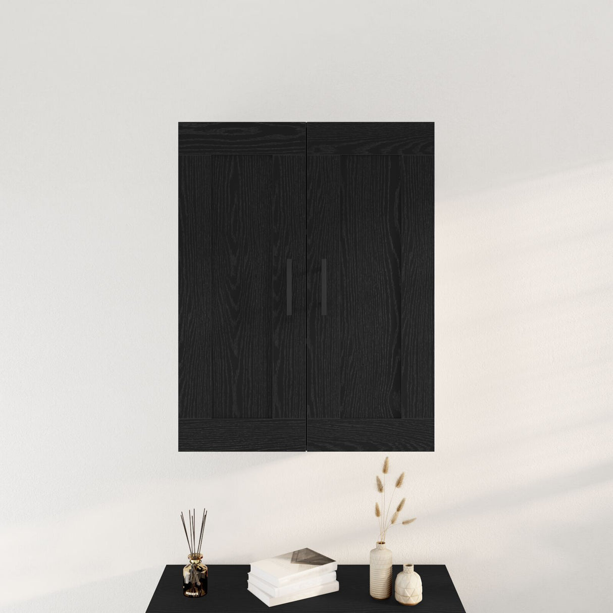 Wall Mounted Cabinet Black Oak 69,5X34X90 Cm Engineered Wood