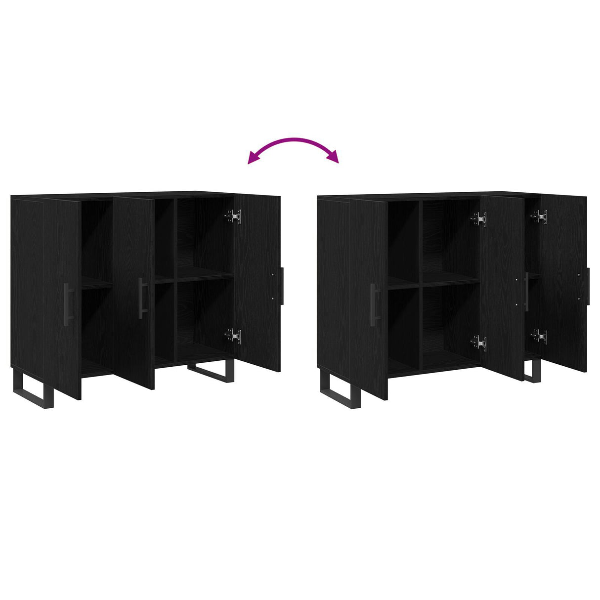 Sideboard With 3 Doors Black Oak 90X34X80 Cm Engineered Wood