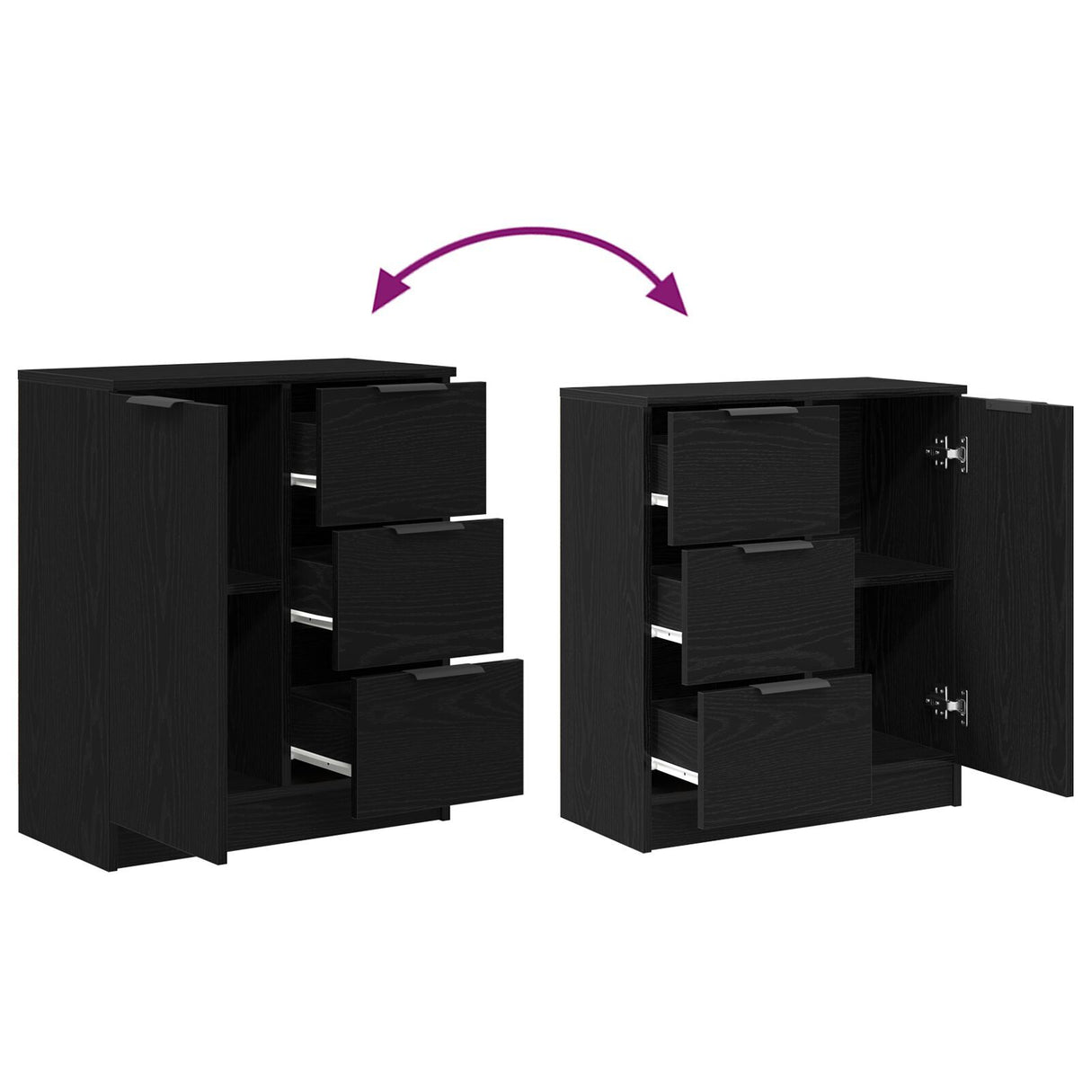 Black Oak Sideboard 60X30X70 Cm Made From Engineered Wood