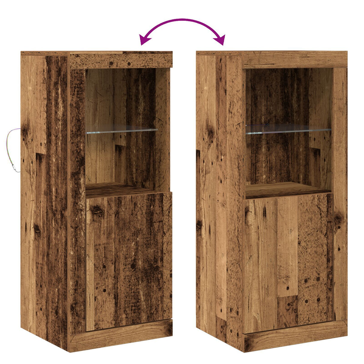 Sideboard With Led Lights Old Wood 41X37X100 Cm