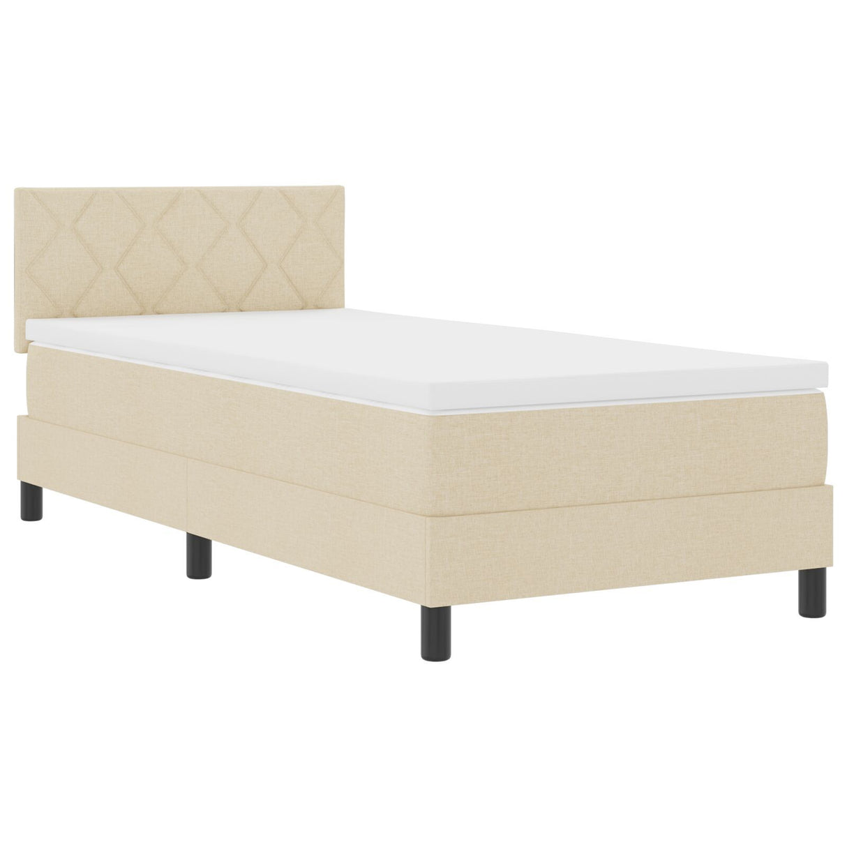 Box Spring Bed With Mattress & Led Cream 100X200 Cm Fabric