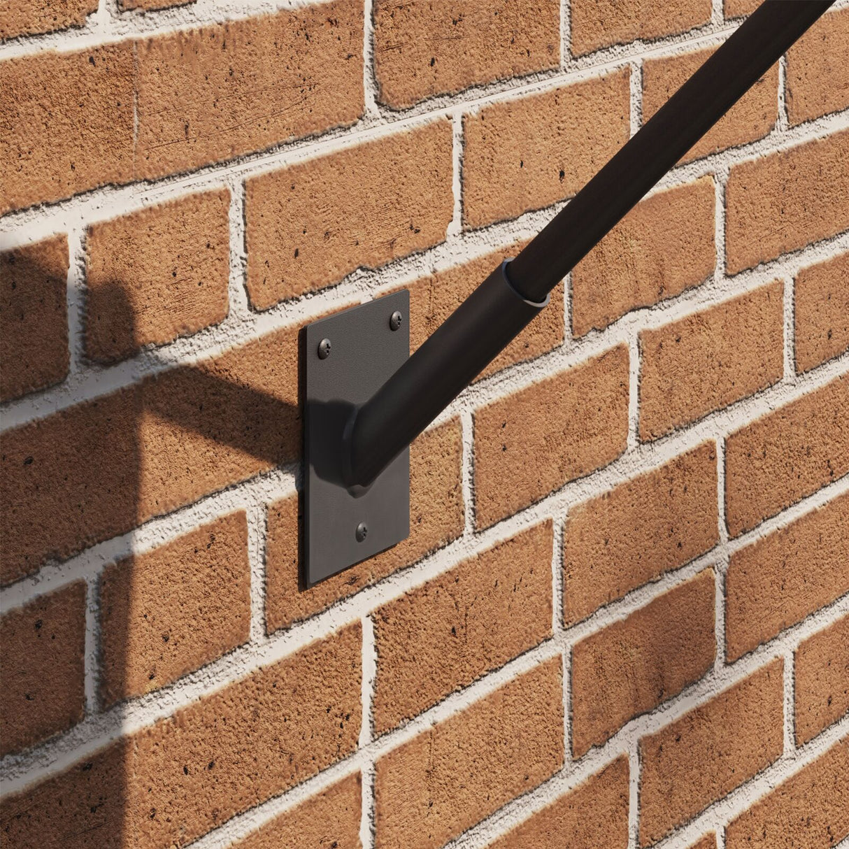 Flag Pole Holder For One Flag - Wall-Mounted, Black Steel