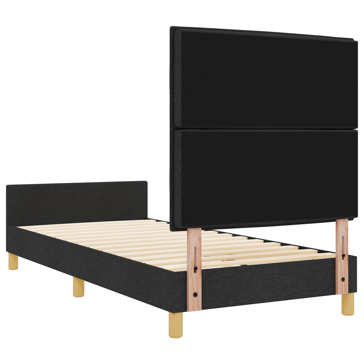 Black Fabric Bed Frame 90X190 Cm