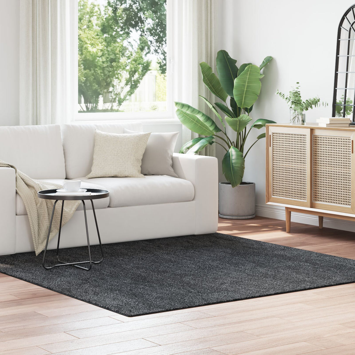 Shaggy Rug With Latex Backing Dark Grey 200X200 Cm