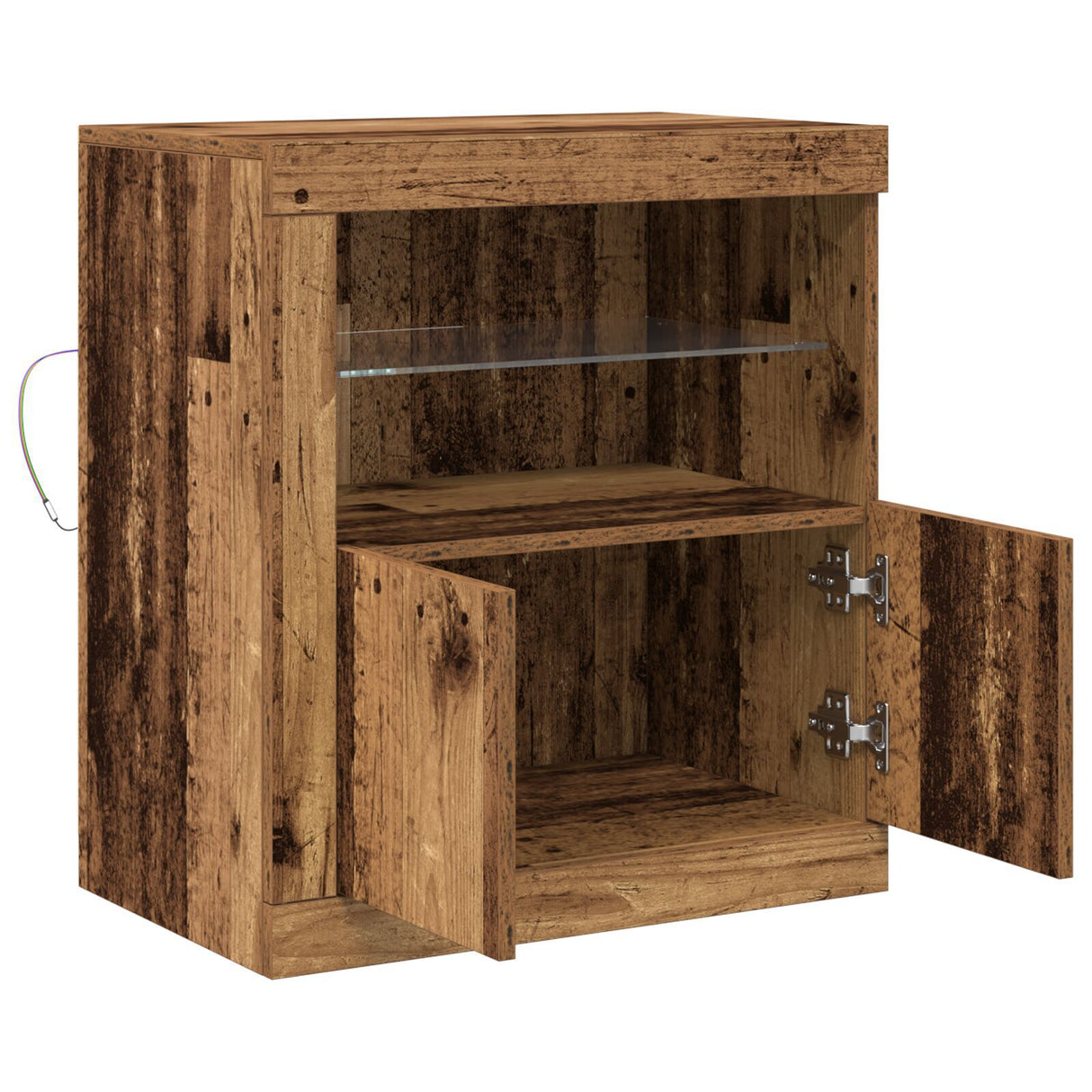 Sideboard With Led Lights Old Wood 60,5X37X67 Cm
