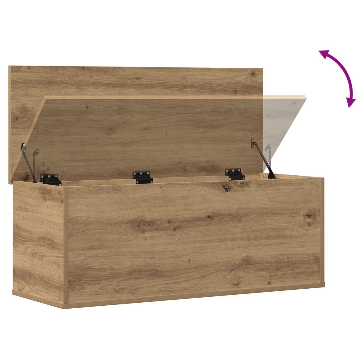 Storage Box In Artisan Oak - 90X35X35 Cm, Made From Engineered Wood