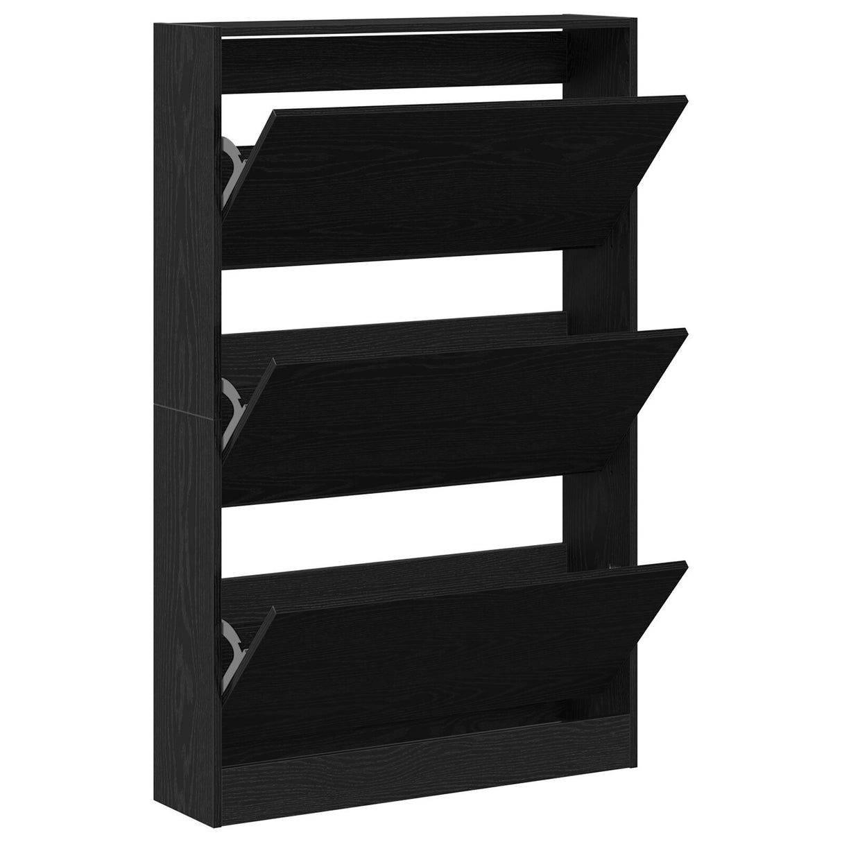 Shoe Cabinet Black Oak 80X21X125,5 Cm Engineered Wood