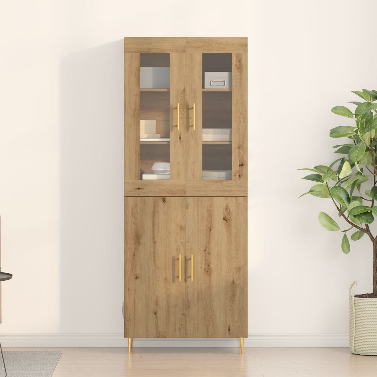 Highboard Artisan Oak 69.5X34X180 Cm Engineered Wood