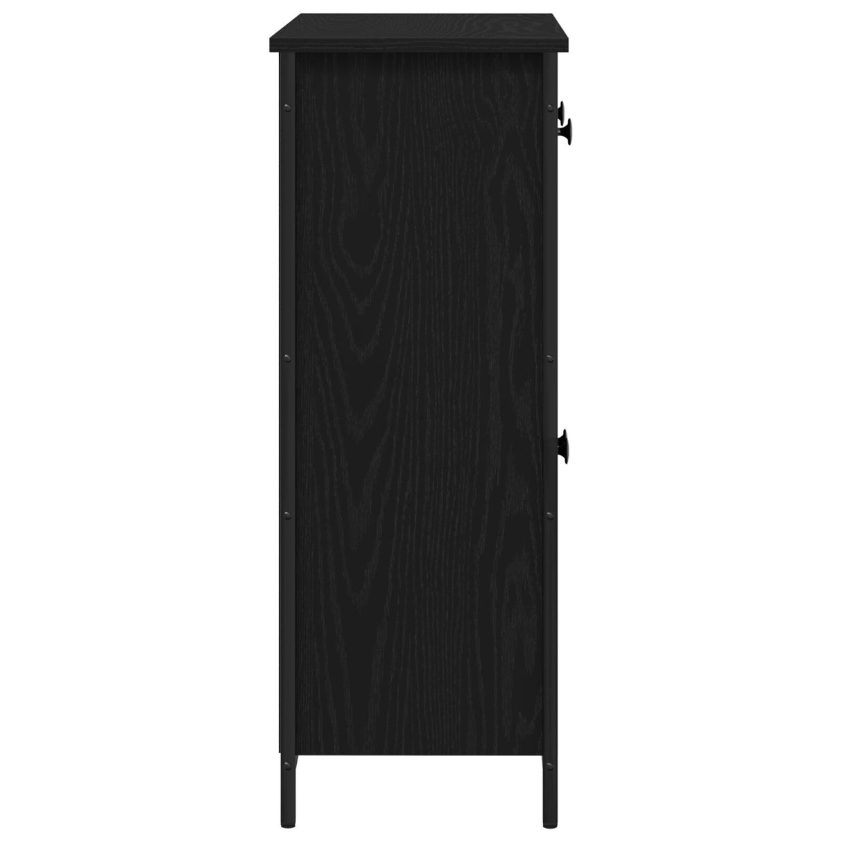 Sideboard Black Oak 70X30X80 Cm Engineered Wood And Steel