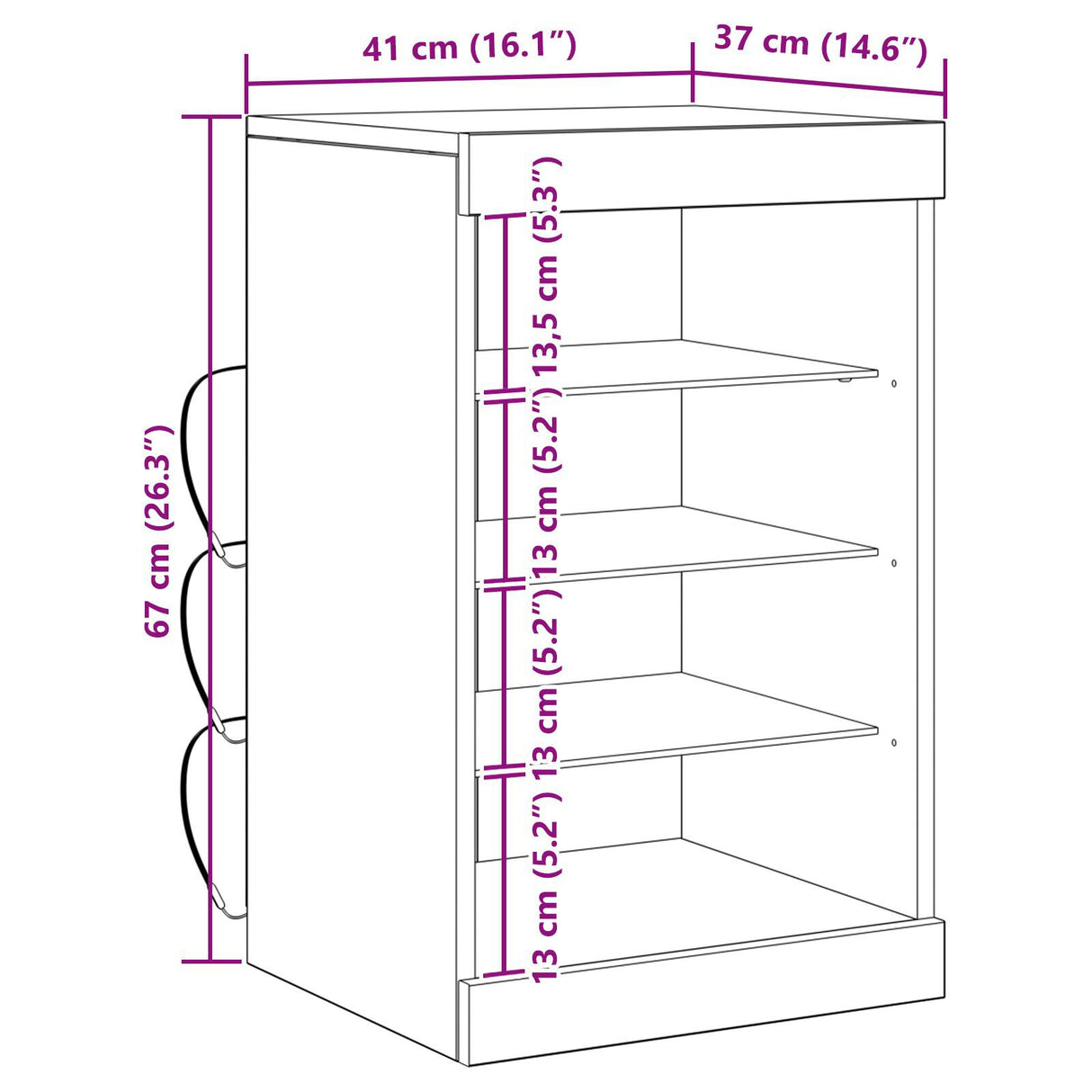 Sideboard With Led Lights Artisan Oak 41X37X67 Cm