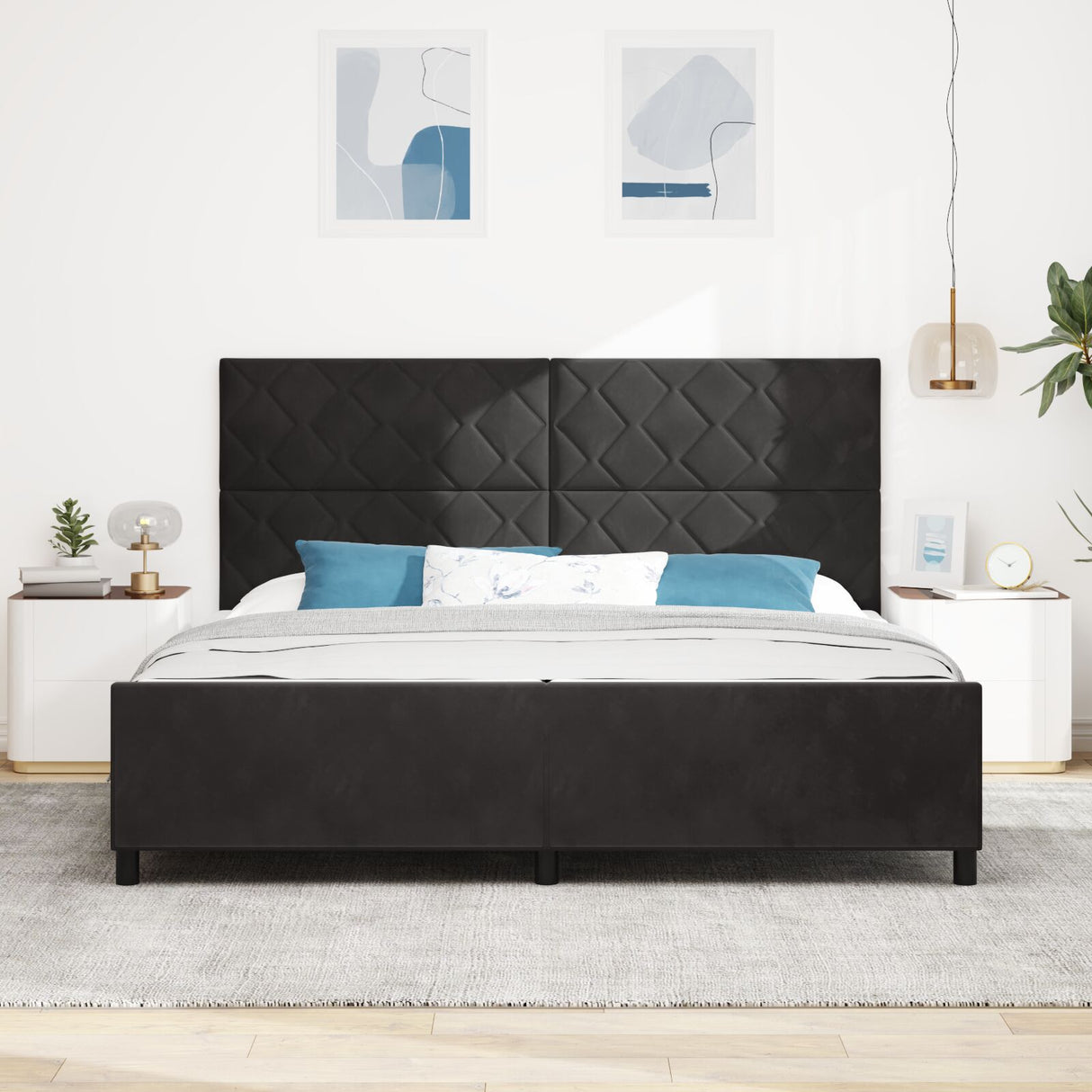 Black Velvet Bed Frame 200X200 Cm