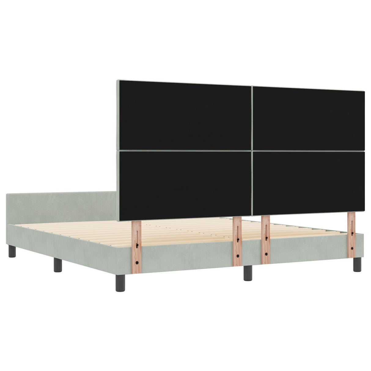 Bed Frame In Light Grey - 180X200 Cm Velvet
